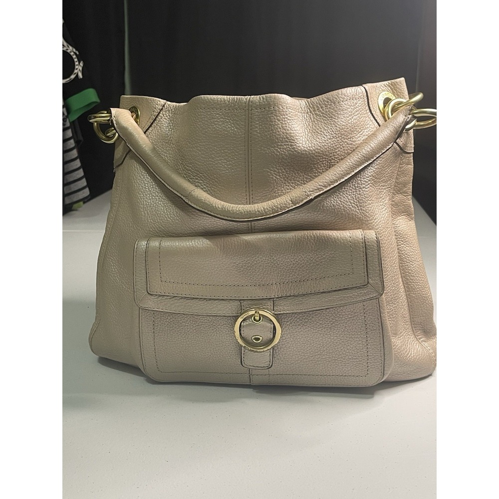 COACH 18889 PENELOPE Champagne Pearl Gold Pebbled Hobo Slouch 2011 FREE SHIPPING - Picture 2 of 16